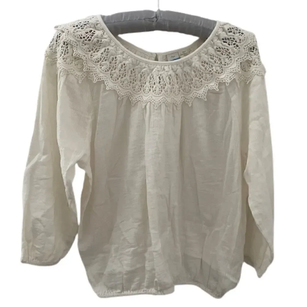 Anthropologie Seen Worn Kept Crochet Lace Trim Top